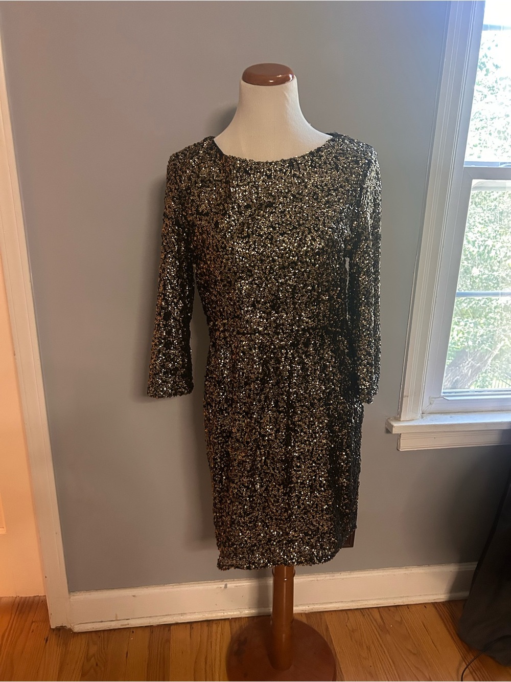 MM Couture Gold Sequin Midi Dress